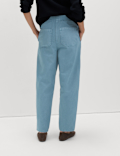 Pure Cotton Elasticated Waist Carrot Leg Trousers