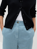 Pure Cotton Elasticated Waist Carrot Leg Trousers