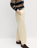 Pure Cotton Elasticated Waist Carrot Leg Trousers