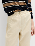Pure Cotton Elasticated Waist Carrot Leg Trousers