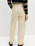 Pure Cotton Elasticated Waist Carrot Leg Trousers
