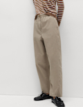Pure Cotton Elasticated Waist Carrot Leg Trousers