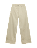 Cotton Rich Turn Up Wide Leg Chinos