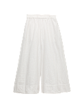 Seersucker Cropped Palazzo Trousers