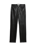 Faux Leather Straight Leg Trousers