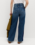 High Waisted Two Tone Wide Leg Jeans
