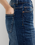 High Waisted Two Tone Wide Leg Jeans