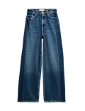 High Waisted Two Tone Wide Leg Jeans