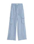 Lyocell Blend Utility Wide Leg Trousers