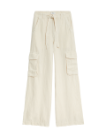 Lyocell Blend Utility Wide Leg Trousers