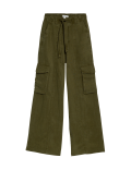 Lyocell Blend Utility Wide Leg Trousers