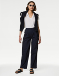 Pure Cotton Pull On Straight Leg Trousers