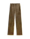 Velour Drawstring Wide Leg Trousers
