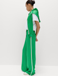 Side Stripe Wide Leg Trousers with Linen