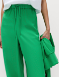 Side Stripe Wide Leg Trousers with Linen