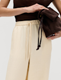 Side Stripe Wide Leg Trousers with Linen