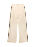 Side Stripe Wide Leg Trousers with Linen