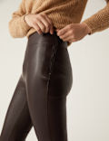 Leather Look Cropped Flared Leggings