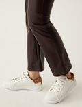 Leather Look Cropped Flared Leggings