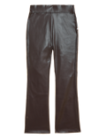Leather Look Cropped Flared Leggings