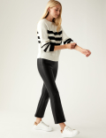 Leather Look Cropped Flared Leggings