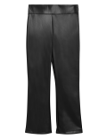 Leather Look Cropped Flared Leggings
