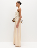 Striped Wide Leg Trousers with Linen