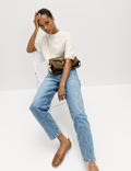 Mom High Waisted Ankle Grazer Jeans