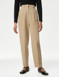Cotton Blend Pleated Chinos