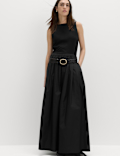 Pure Cotton Pleated Maxi Skirt