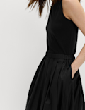 Pure Cotton Pleated Maxi Skirt