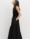 Pure Cotton Pleated Maxi Skirt