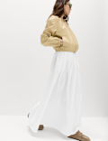 Pure Cotton Pleated Maxi Skirt