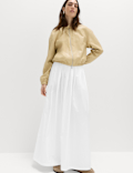 Pure Cotton Pleated Maxi Skirt