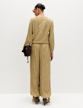 Tie Hem Crinkle Drawstring Balloon Trousers