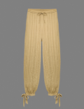 Tie Hem Crinkle Drawstring Balloon Trousers