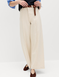 Pintuck Wide Leg Ankle Grazer Jeans