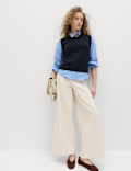 Pintuck Wide Leg Ankle Grazer Jeans