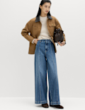 Pintuck Wide Leg Ankle Grazer Jeans
