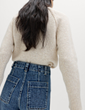 Pintuck Wide Leg Ankle Grazer Jeans