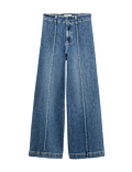 Pintuck Wide Leg Ankle Grazer Jeans