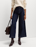 Pintuck Wide Leg Ankle Grazer Jeans