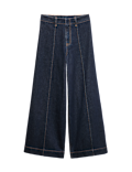 Pintuck Wide Leg Ankle Grazer Jeans