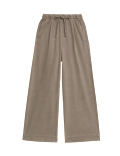 Lyocell Blend Pull On Wide Leg Trousers