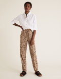 Flax Linen Mix Printed Regular Fit Trouser