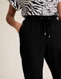 Linen Rich Tapered Ankle Grazer Trousers