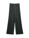 Cotton Blend Cosy Rib Pintuck Wide Leg Trousers