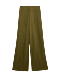 Cotton Blend Cosy Rib Pintuck Wide Leg Trousers