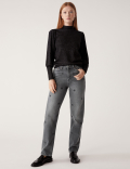 Boyfriend Embroidered Ankle Grazer Jeans