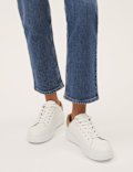 Cotton Blend Straight Leg Ankle Grazer Jeans